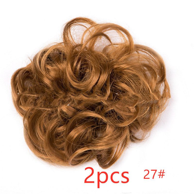Europe, Japan, and South Korea popular hair bun fluffy natural drawstring curly hair ball head hair ring hair set female hair accessories chemical fiber hair Europe, Japan, and South Korea popular hair bun fluffy natural drawstring curly hair ball head hair ring hair set female hair accessories chemical fiber hair
